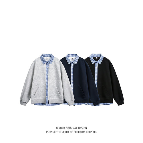 Damen Lässiger Oversized Kapuzenpullover mit Hemdkragen R&B