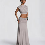 Damen Elegantes Wickelkleid mit fließendem Saum und raffinierten Drapierungen