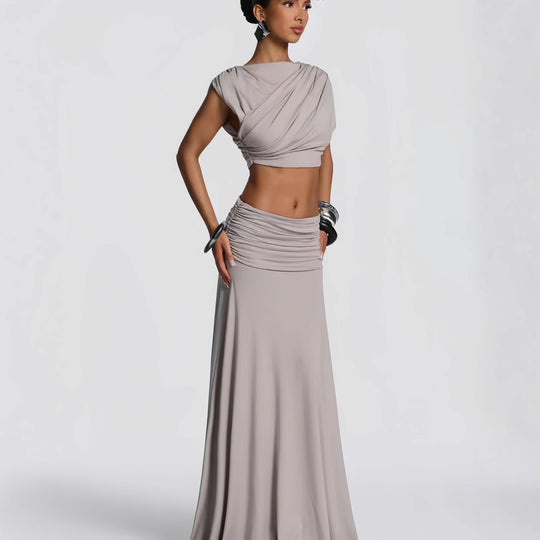 Damen Elegantes Wickelkleid mit fließendem Saum und raffinierten Drapierungen R&B