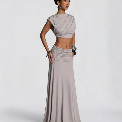Damen Elegantes Wickelkleid mit fließendem Saum und raffinierten Drapierungen R&B