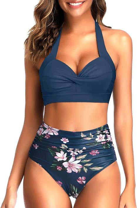 Damen Hochgeschnittener Bikini mit raffiniertem Oberteil R&B