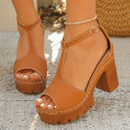Damen Trendige und komfortable Plateau-Sandalen mit offener Zehenpartie R&B