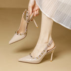 Damen Slingback-Pumps mit eleganter Stud-Applikation
