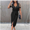 Damen Maxi Kleid mit schickem V-Ausschnitt und eleganten Schulterdetails R&B