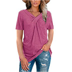 Damen lässiges T-Shirt mit wickelndem Design R&B