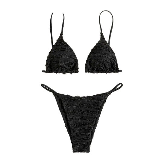 Damen Triangel-Bikini mit voluminösem Rüschendesign R&B
