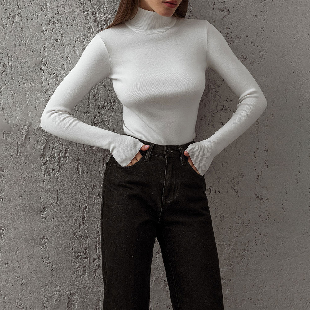 Damen Modischer Rollkragenpullover aus weicher Baumwolle R&B