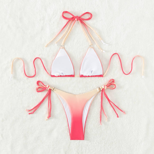 Damen Triangel-Bikini mit individuell anpassbarem Bindesystem und modischem Farbverlauf R&B