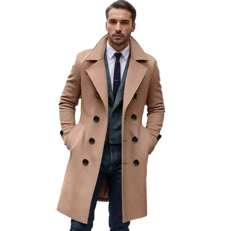 Herren eleganter Langmantel mit gefüttertem Innenfutter und stylischem Kragen R&B