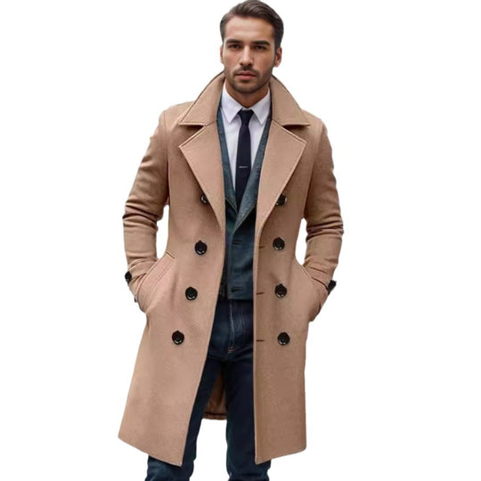 Herren eleganter Langmantel mit gefüttertem Innenfutter und stylischem Kragen R&B