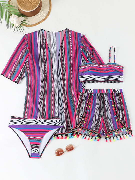 Damen Strandoutfit mit modischer Tunika und Shorts R&B