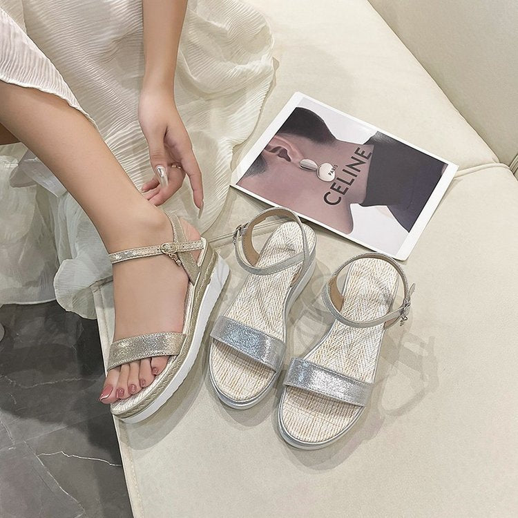 Damen Sandalen mit modischem Glitzer-Riemendesign und bequemer Sohle R&B