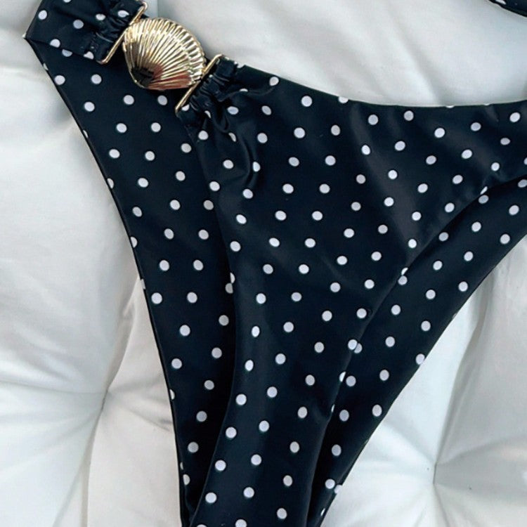 Damen Bikini mit dekorativen Rüschen und goldenen Akzenten R&B