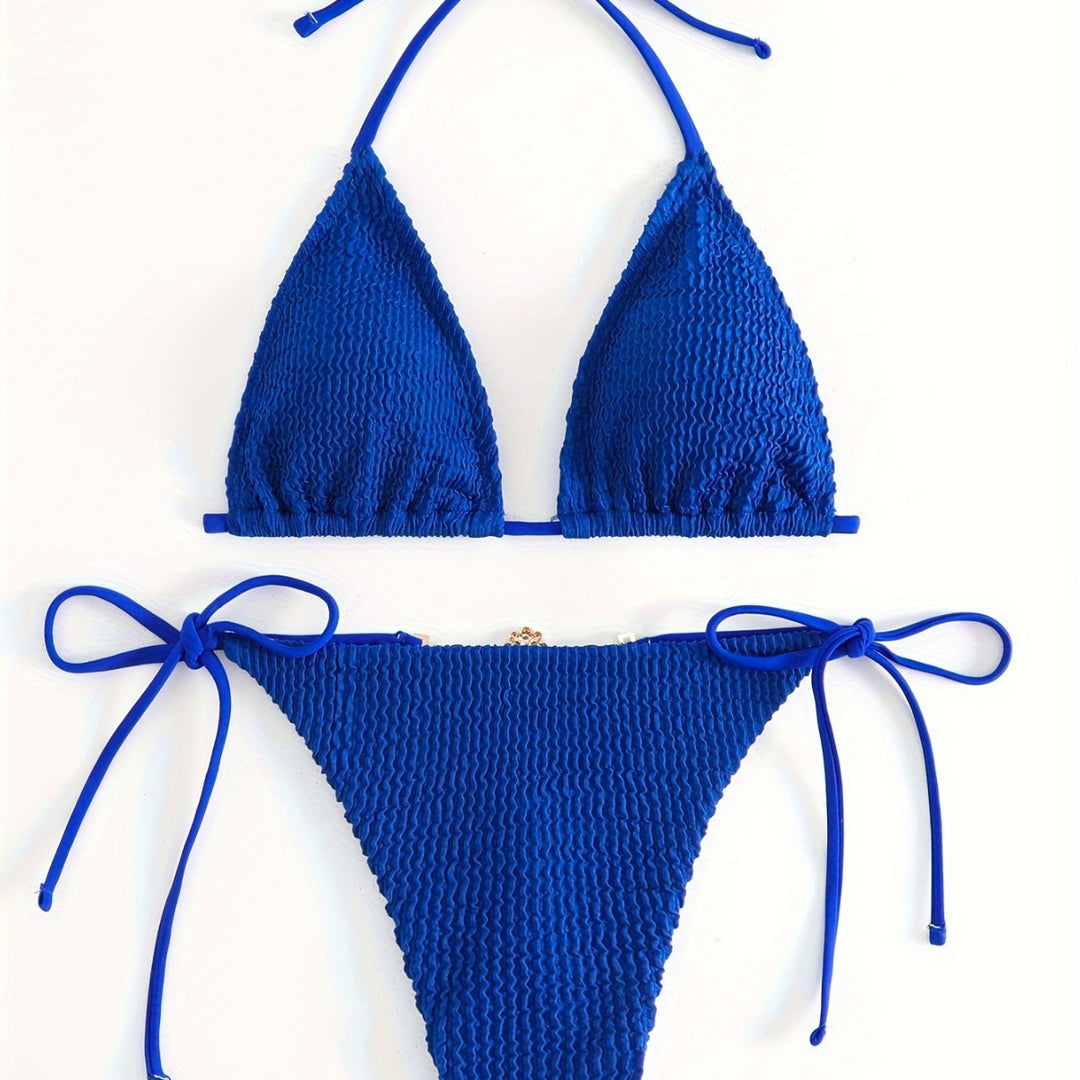 Damen Triangel-Bikini-Set mit verstellbaren Bindebändern R&B