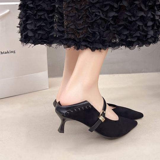 Damen elegante Spitzenpumps mit zierlichem Riemen R&B
