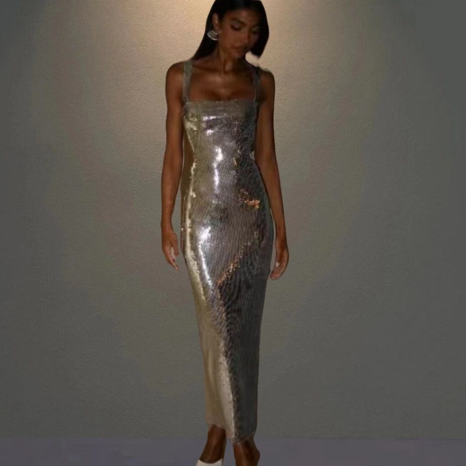 Damen Glamouröses Abendkleid mit schimmernder Paillettenverzierung R&B