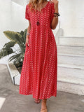 Damen Maxikleid mit handgearbeitetem Blumenmuster und praktischen Seitentaschen R&B