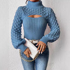 Damen Pullover mit hochgeschlossenem Kragen und Cut-Outs R&B
