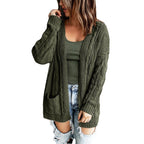 Damen Strickjacke mit modernem Zopfmuster und praktischen Taschen R&B