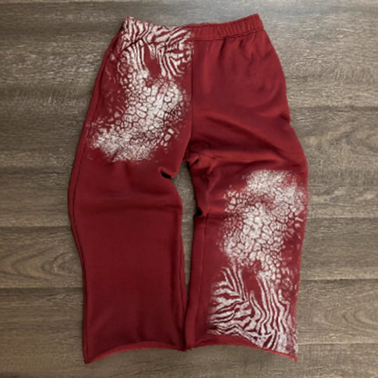 Damen nan lockere Sweathose mit asymmetrischem Animal-Print, elastischem Komfortbund und geradem Bein R&B