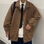 Herren lässige Overshirt-Jacke aus bequemem Softmaterial mit Druckknopfverschluss