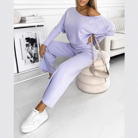 Damen Lässiges Oberteil und weite Hose Set R&B