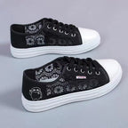 Damen modische Sneaker mit elegantem Spitzendesign und atmungsaktiver Spitzenstruktur R&B