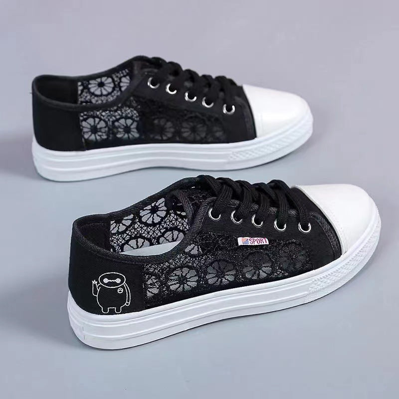 Damen modische Sneaker mit elegantem Spitzendesign und atmungsaktiver Spitzenstruktur R&B