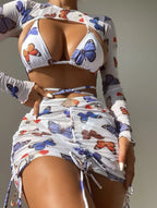 Damen Bikini mit langen Ärmeln und Cut-Out Design R&B