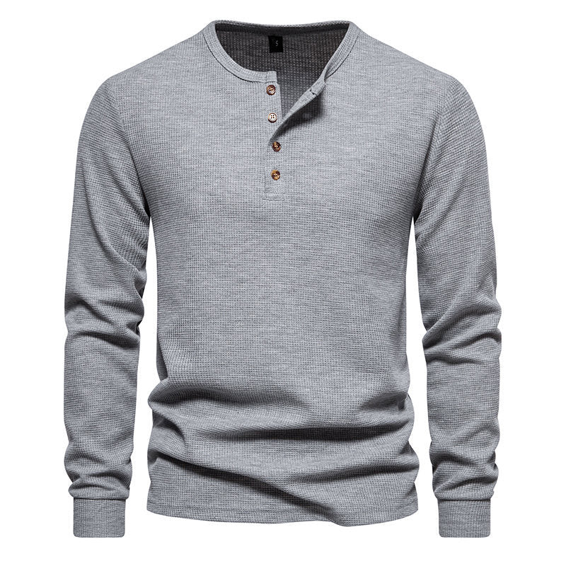 Herren Langarmshirt mit Knopfleiste und strukturiertem Design R&B