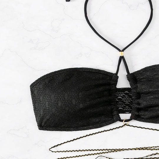 Damen Bandeau-Bikini mit raffinierten Bindebändern und eleganten Details R&B