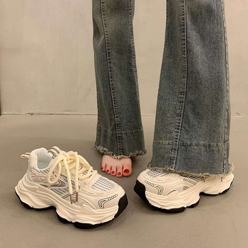 Damen Sportliche Chunky Sneakers mit atmungsaktiver Oberfläche und dämpfender Sohle R&B