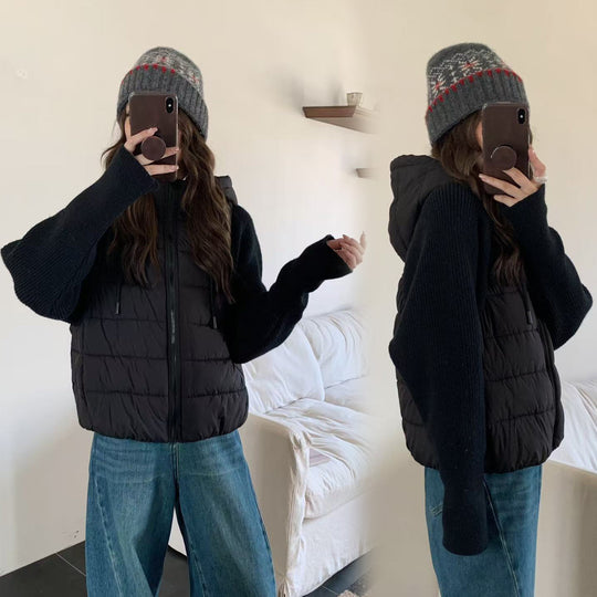 Damen Isolierte Hybridjacke mit voluminösen Ärmeln und Kapuze R&B