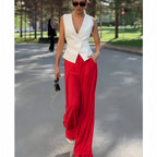 Damen elegantes Blazer-Set mit weiten Hosen R&B