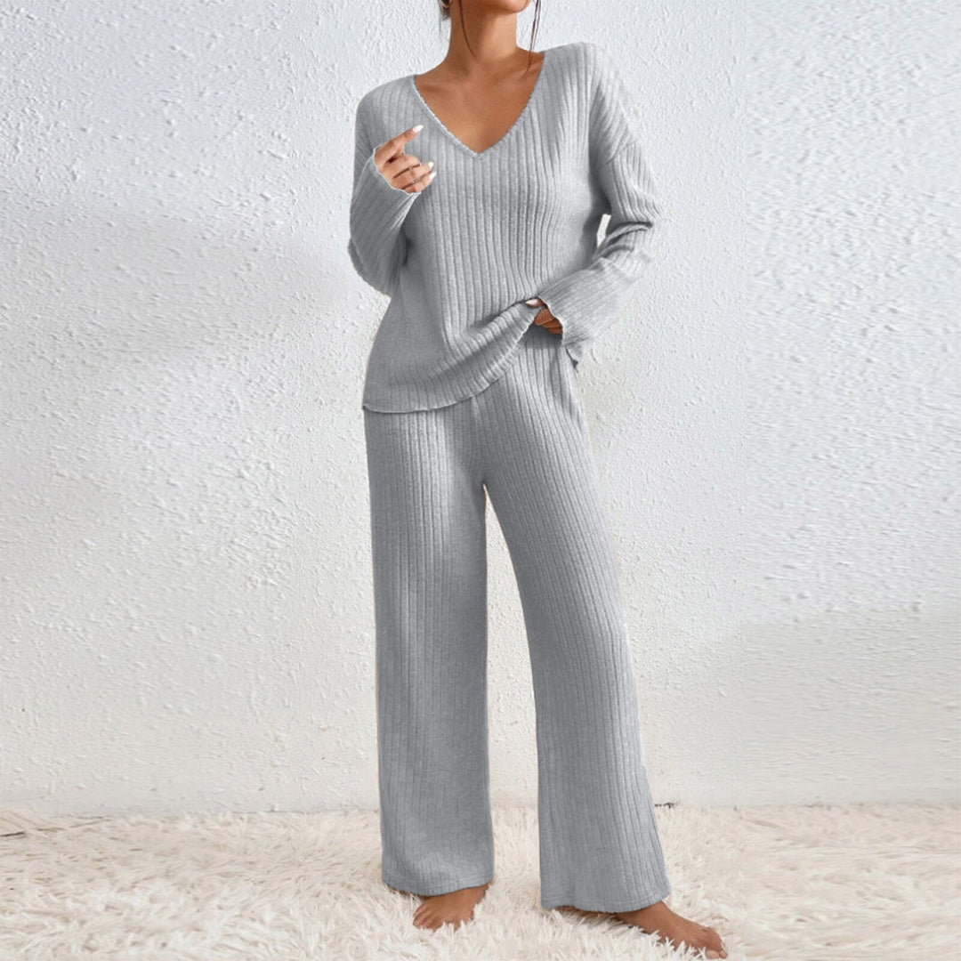 Damen Lässiges Strick-Loungewear-Set R&B