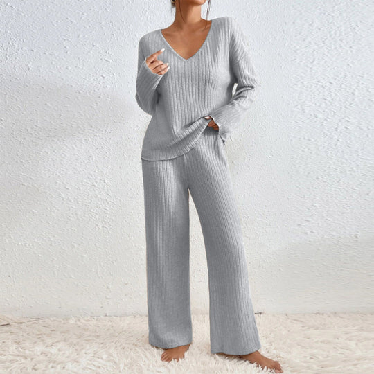 Damen Lässiges Strick-Loungewear-Set R&B