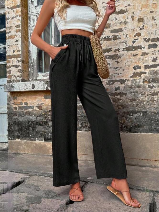 Damen Elegante Freizeit-Hosen mit elastischem Bund und seitlichen Taschen R&B