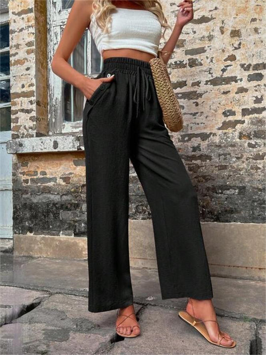 Damen Elegante Freizeit-Hosen mit elastischem Bund und seitlichen Taschen R&B