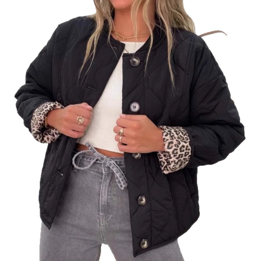 Damen Steppjacke mit leopardemuster Detail R&B