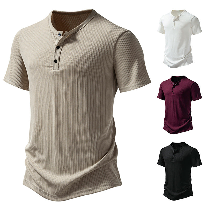 Herren Kurzarm-Henley-Shirt mit strukturiertem Design