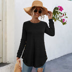 Damen Langarmshirt mit Knopfdetails und asymmetrischem Schnitt R&B