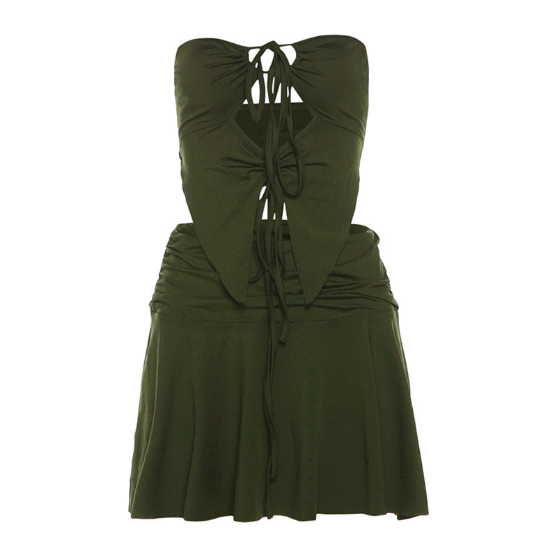 Damen Sommerliches Wickelkleid mit modischen Cut-Outs und gerafftem Design R&B
