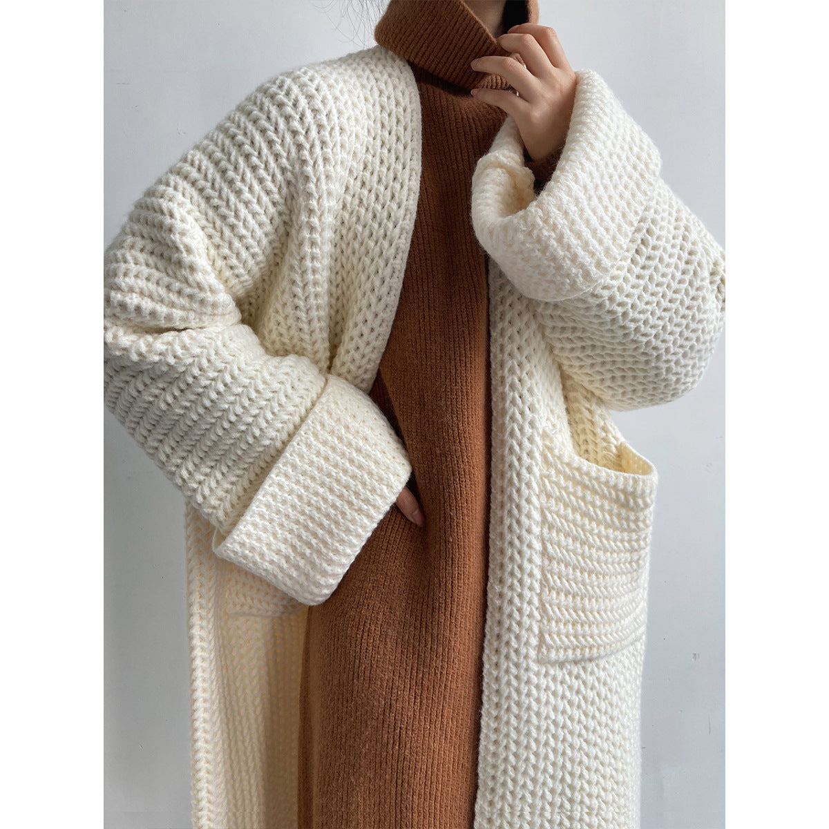 Damen Strickjacke mit offenem Schnitt und Taschen