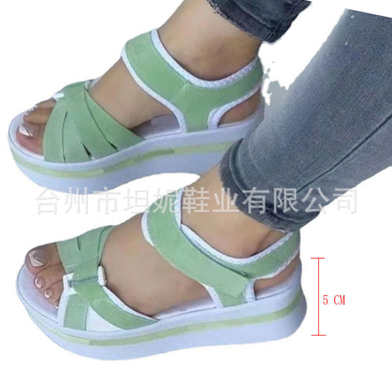 Damen sportliche Wedge-Sandalen mit verstellbarem Riemen R&B