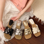 Damen Elegante Slide-Sandalen mit modischen Glanzapplikationen EB