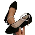 Damen Elegante und bequeme Ballerinas mit Perlenschmuck R&B
