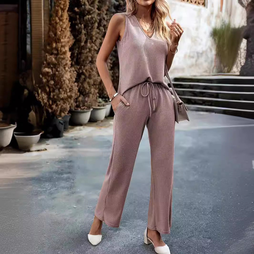 Damen lässiges Ensemble aus Top und weiten Hosen R&B