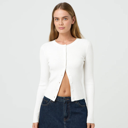 Damen figurbetonte Strickjacke mit Knopfleiste und langen Ärmeln R&B