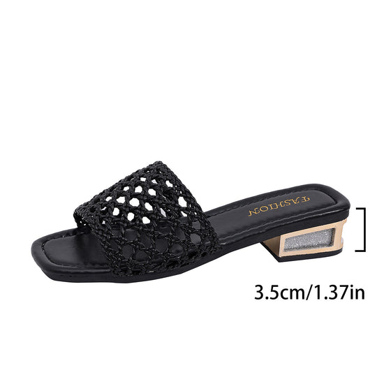 Damen Offene Mules mit geflochtenem Riemendesign R&B