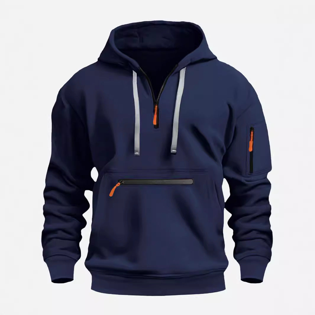 Herren modischer Kapuzenpullover mit praktischen Reißverschluss-Taschen R&B